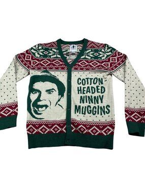 Buddy The Elf Men's "Cotton Headed Ninny Muggins" Ugly Cardigan Sweater • Small